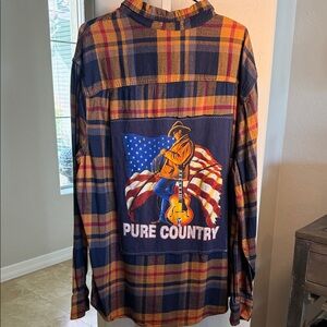 UPCYCLED PLAID FLANNEL WITH PURE COUNTRY GRAPHIC